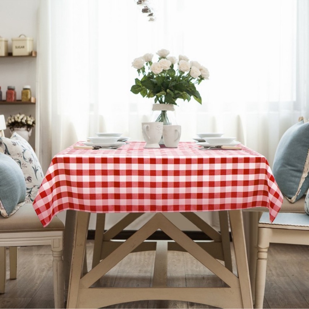 52"×52" Square Plaid
Tablecloth Machine Washable Polyester tablecloth